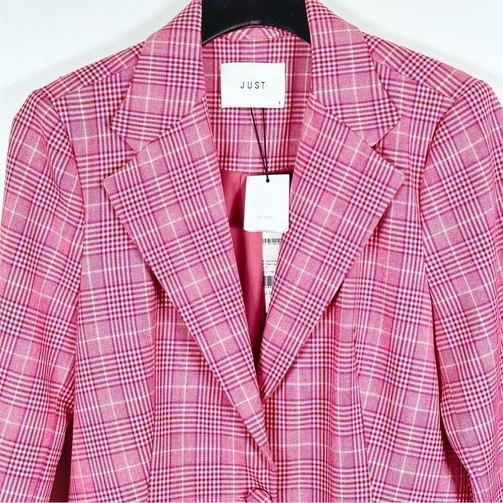 Just Female Maxime Single Breasted Pink Check Plaid Blazer Size S NWT $239 - Picture 8 of 13